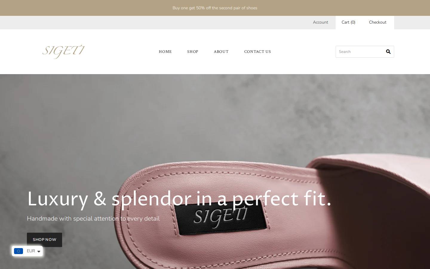 sigetishoes.com homepage screenshot