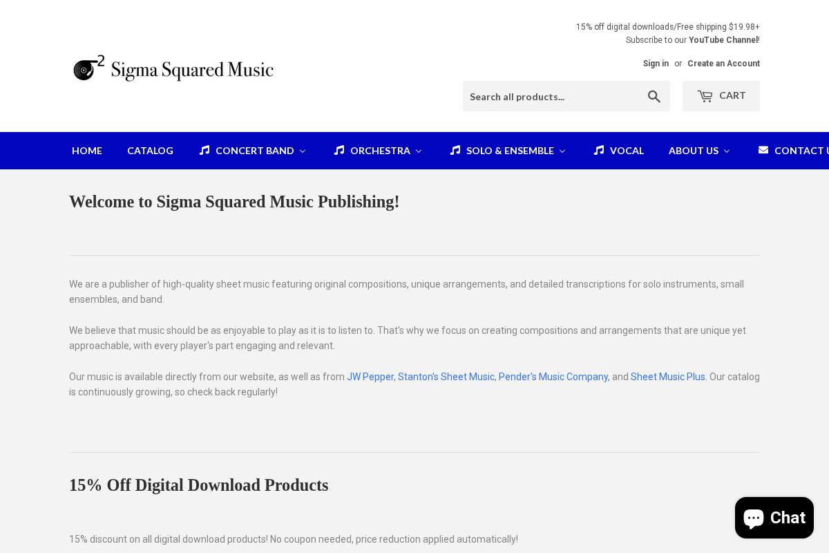 sigmasquaredmusic.com homepage screenshot