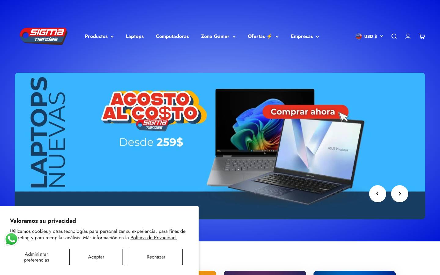 sigmatiendas.com homepage screenshot