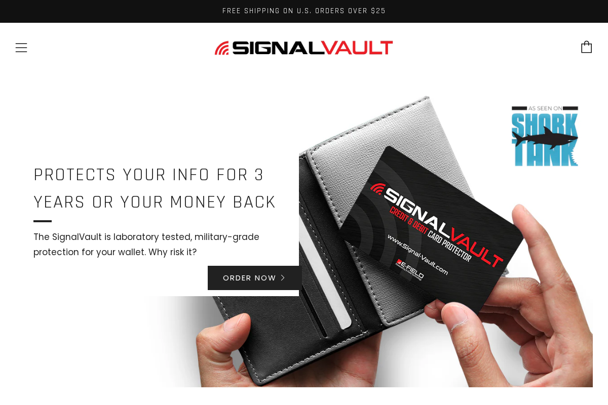 SignalVault homepage screenshot