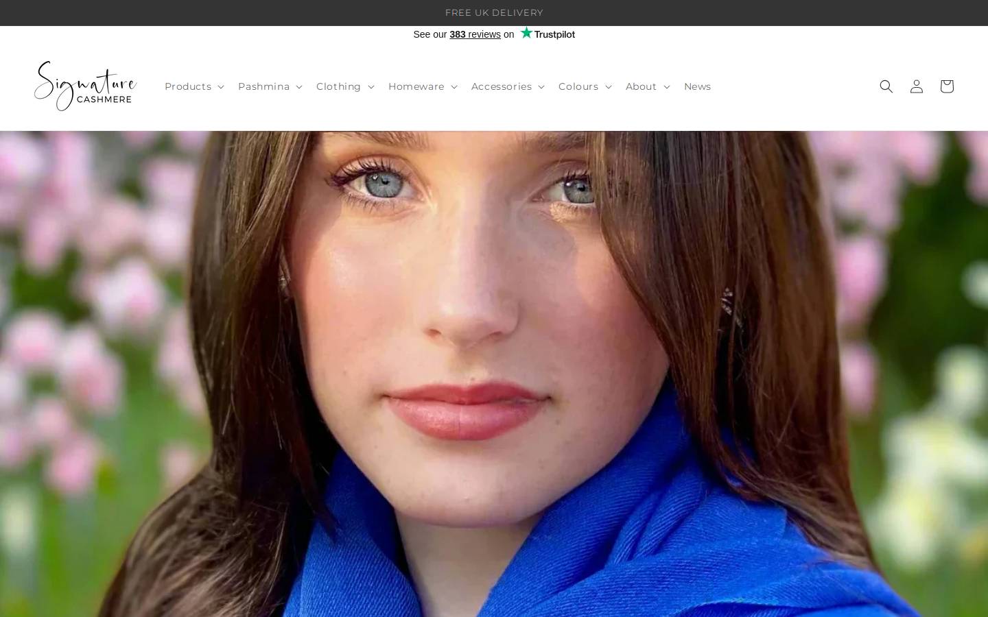 Signature Cashmere homepage screenshot