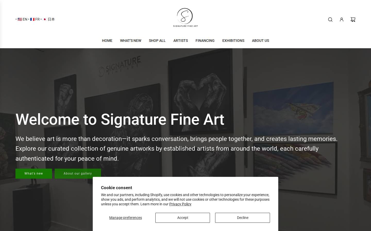 Signature Fine Art homepage screenshot