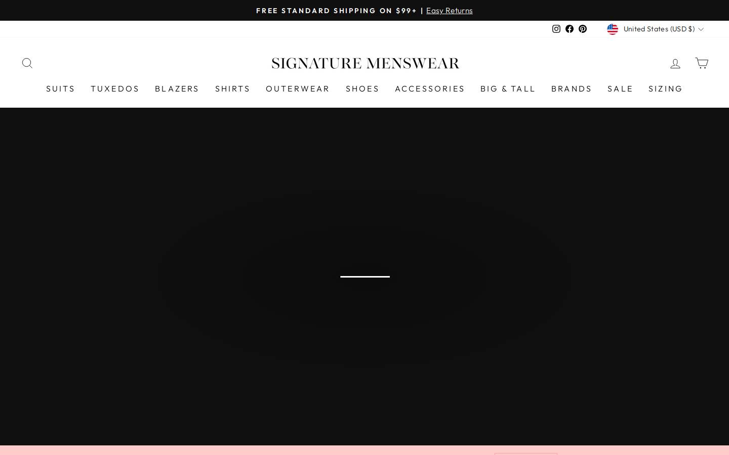 signaturemenswear.com homepage screenshot