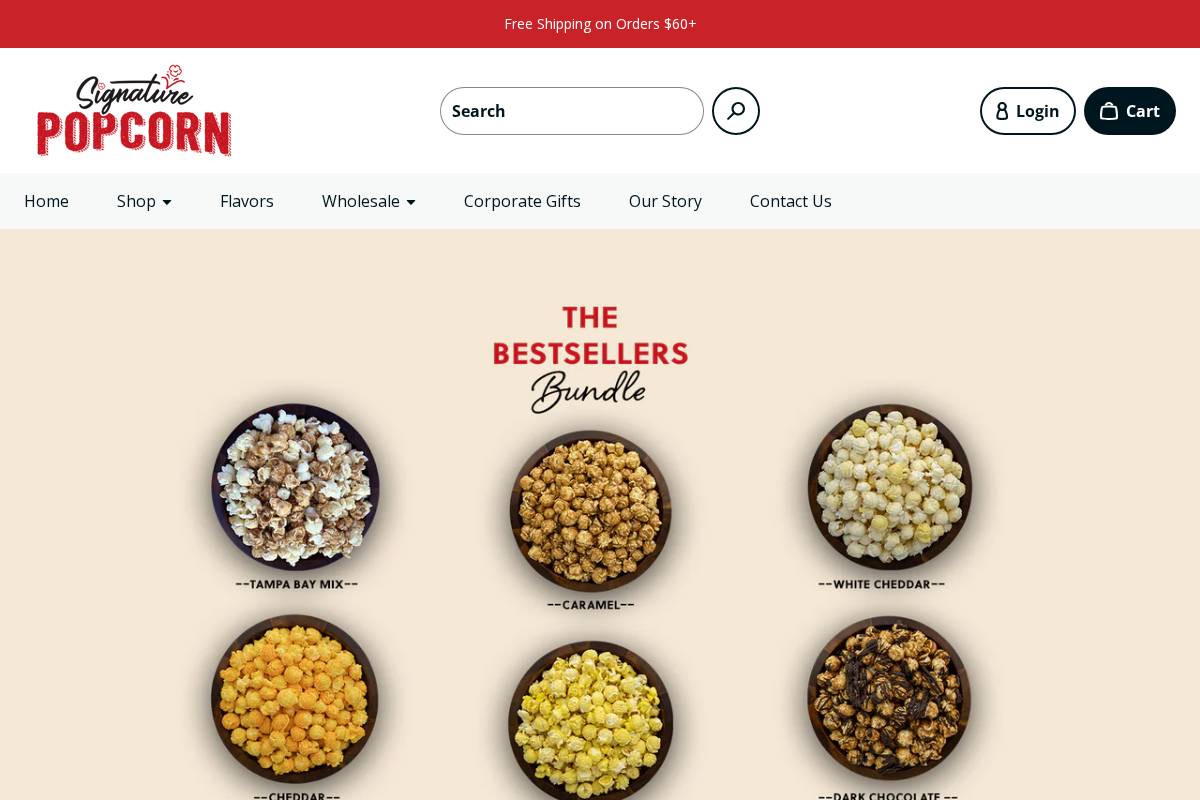 signaturepopcorn.com homepage screenshot