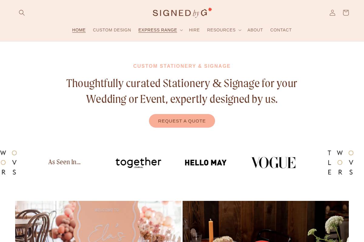 signedbyg.com homepage screenshot