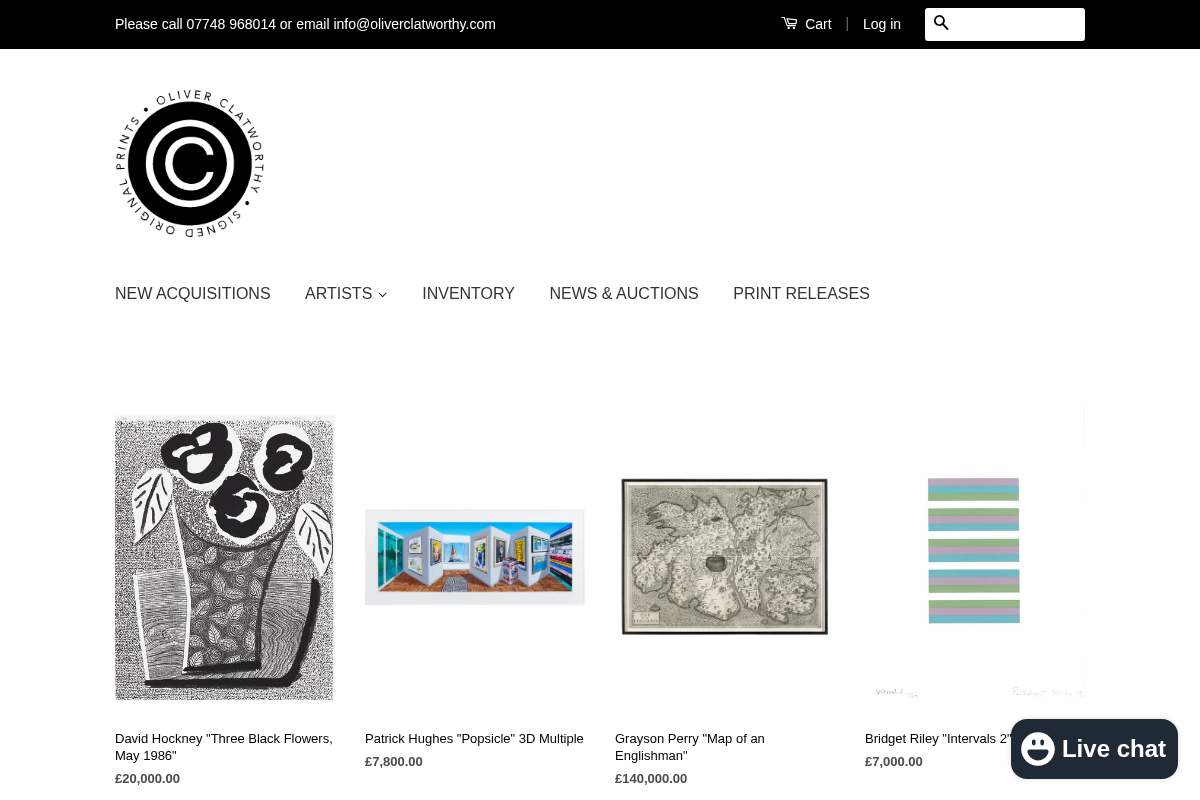 Oliver Clatworthy Fine Art homepage screenshot