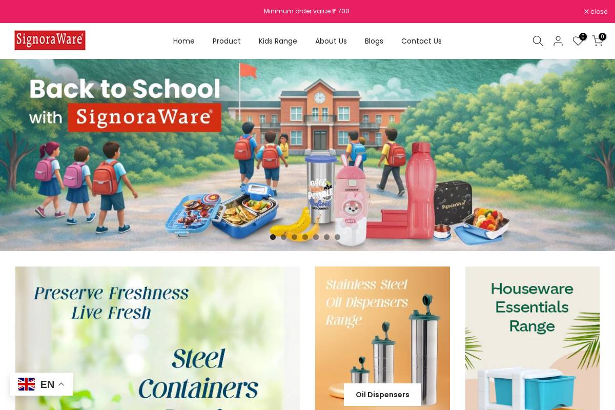 signoraware.com homepage screenshot