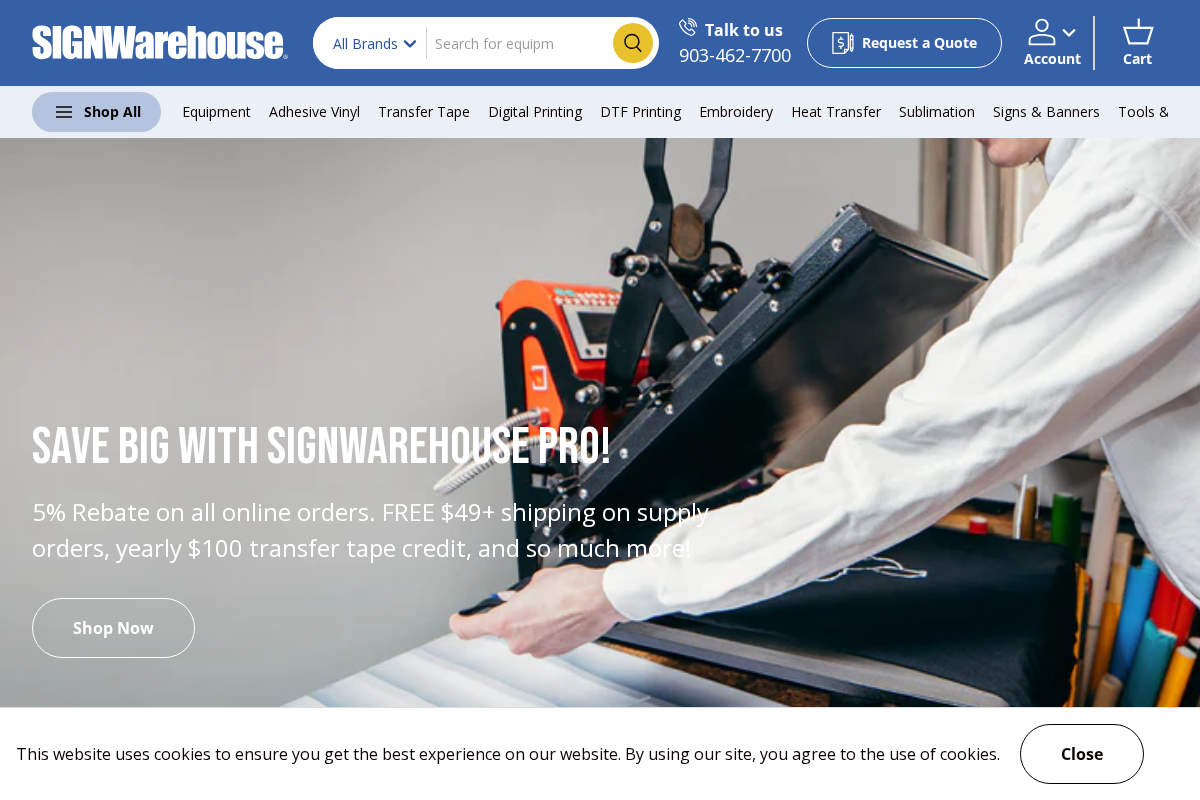 SignWarehouse homepage screenshot