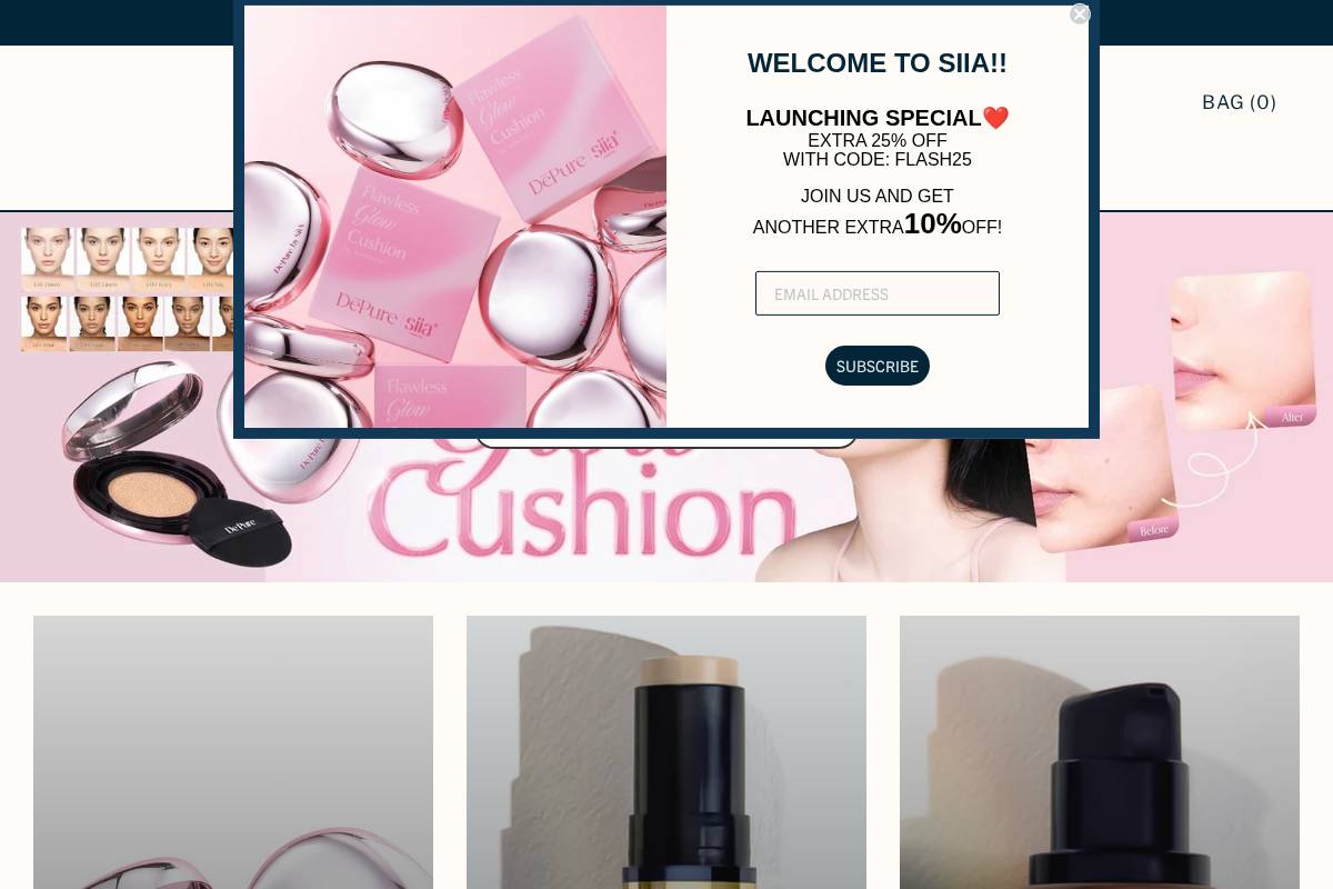 siiacosmetics.com homepage screenshot