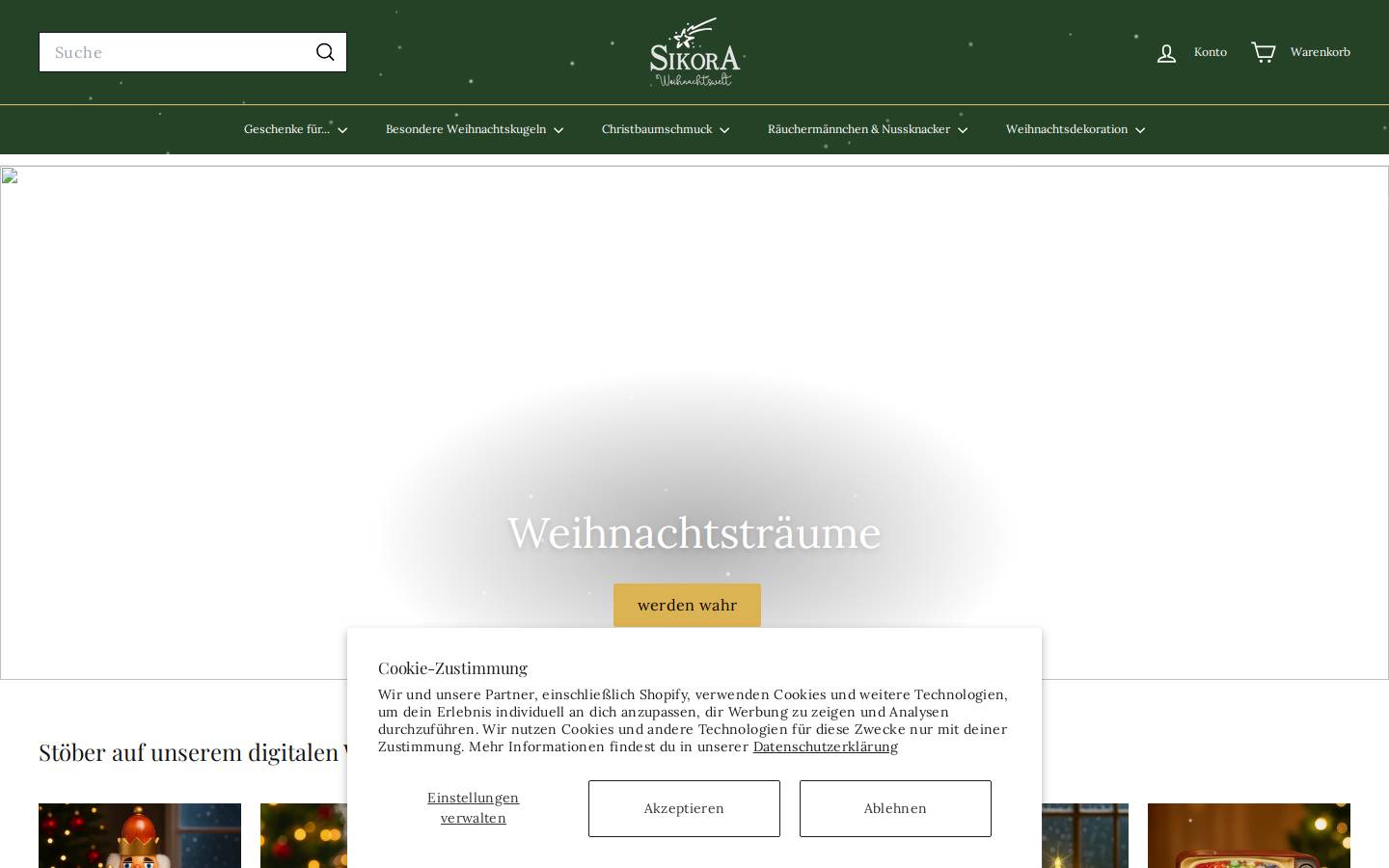 sikora-weihnachtswelt.de homepage screenshot
