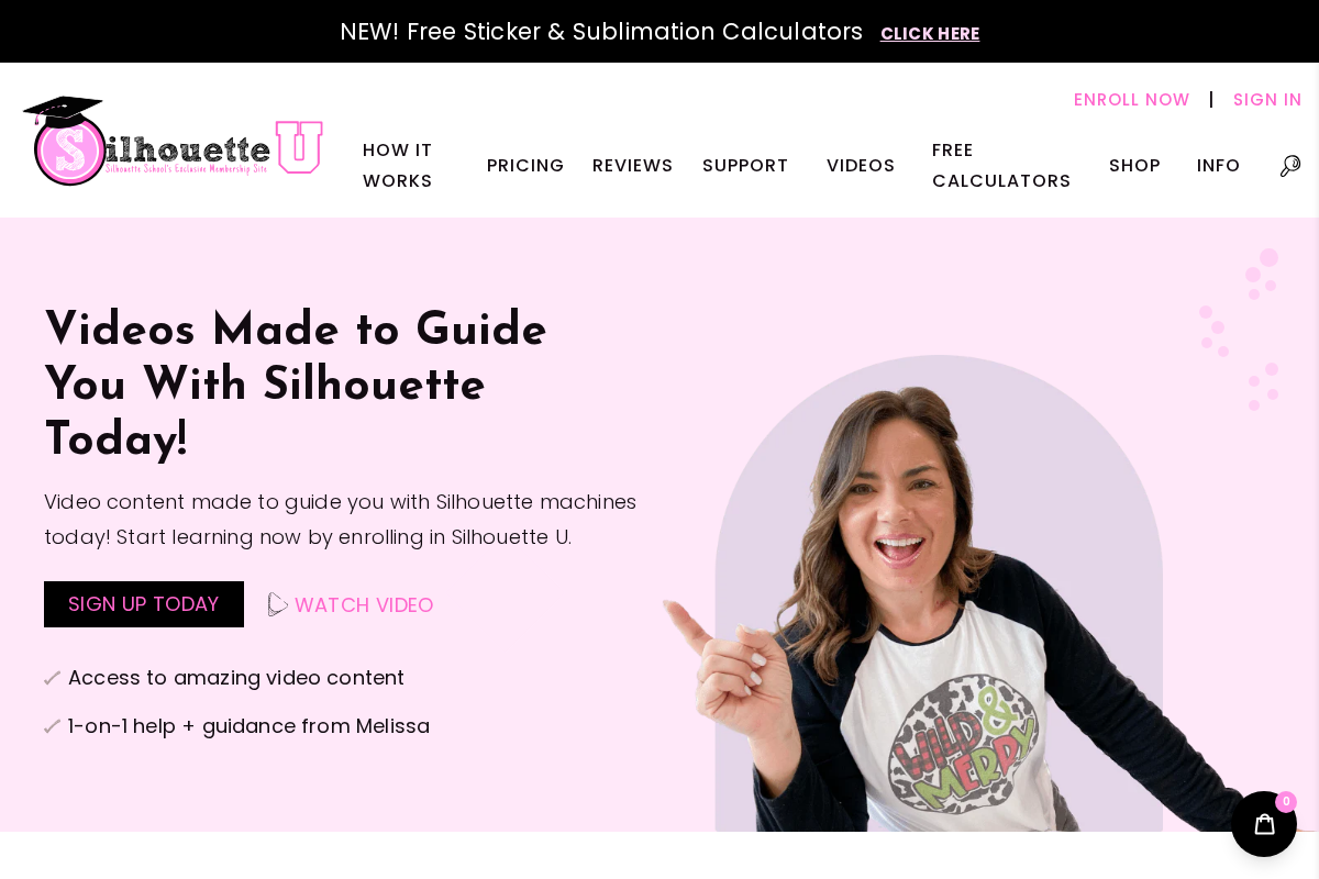 Silhouette U homepage screenshot