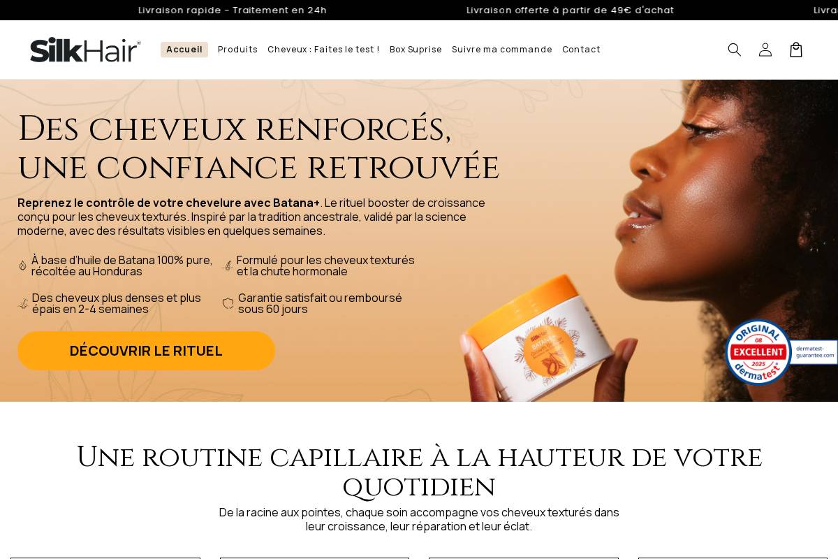 SilkHair homepage screenshot