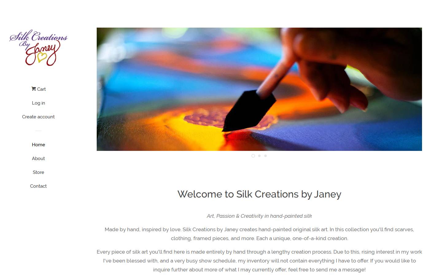 silkcreationsbyjaney.com homepage screenshot