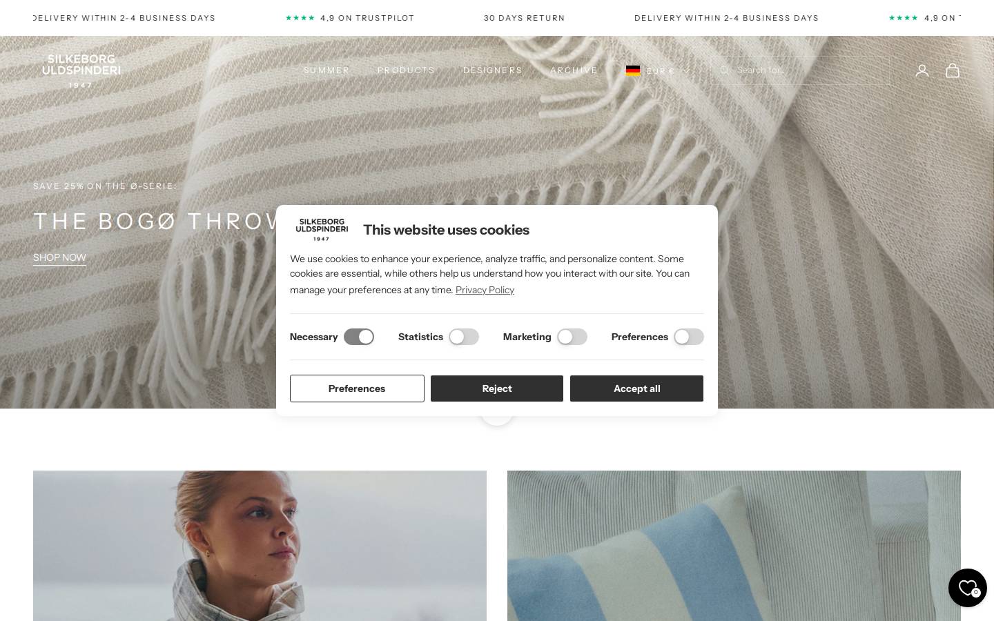 Silkeborg Uldspinderi homepage screenshot
