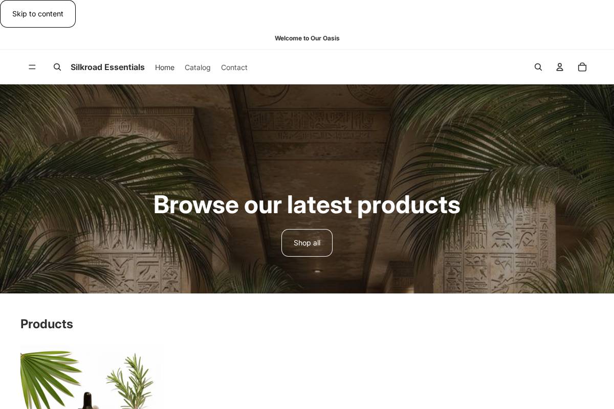 Silkroadessentials homepage screenshot