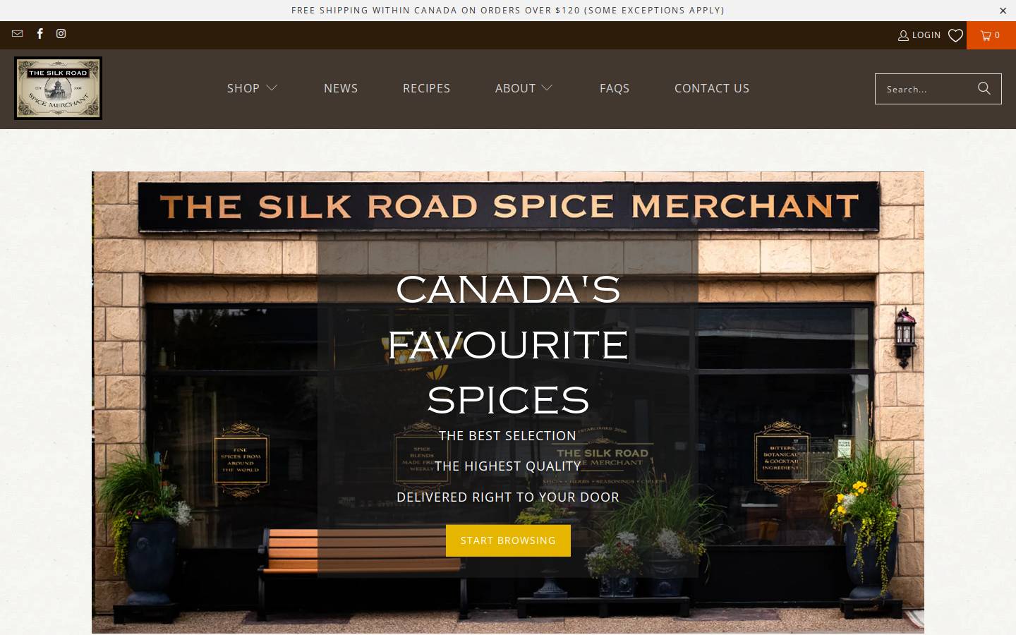silkroadspices.ca homepage screenshot