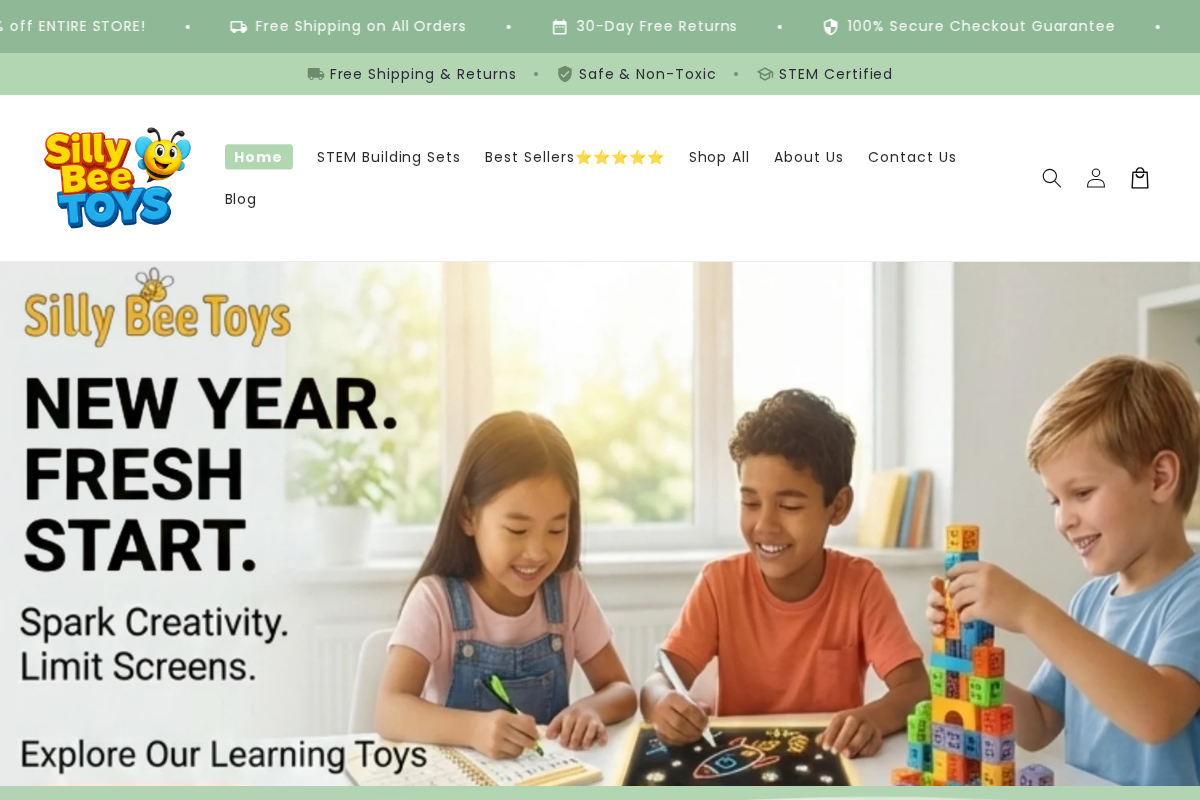 Silly Bee Toys homepage screenshot