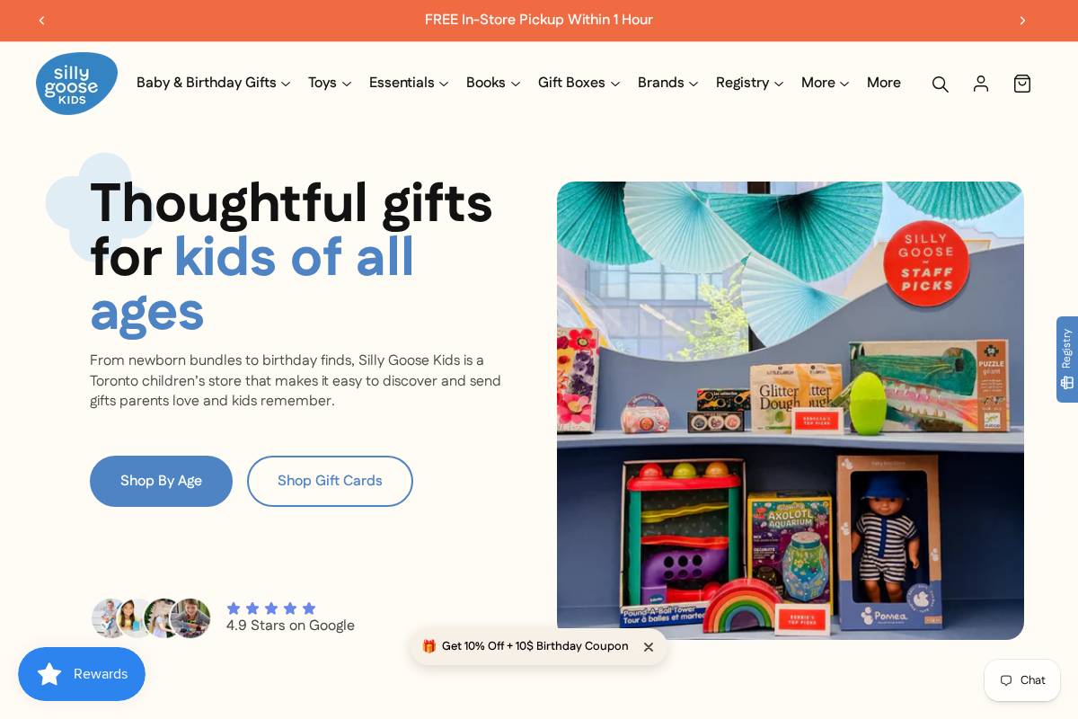 sillygoosekids.ca homepage screenshot