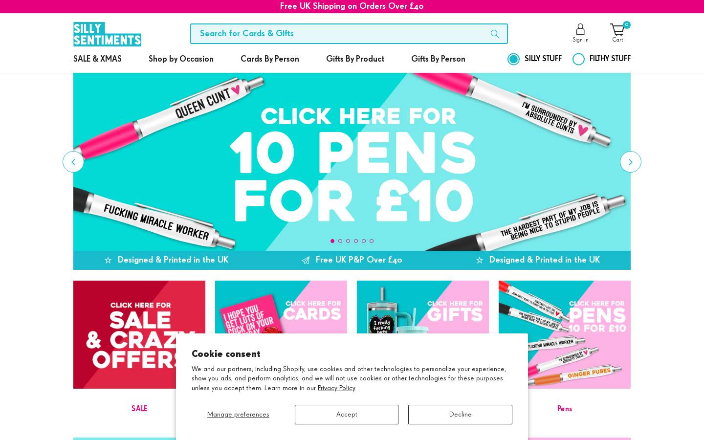 Sillysentiments homepage screenshot