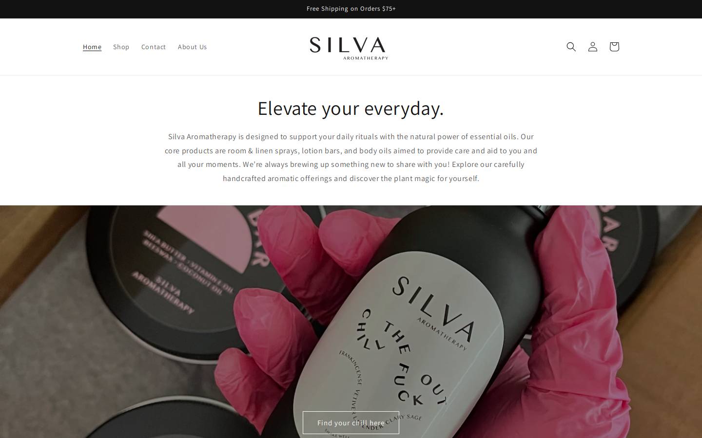 silvaaromatherapy.com homepage screenshot