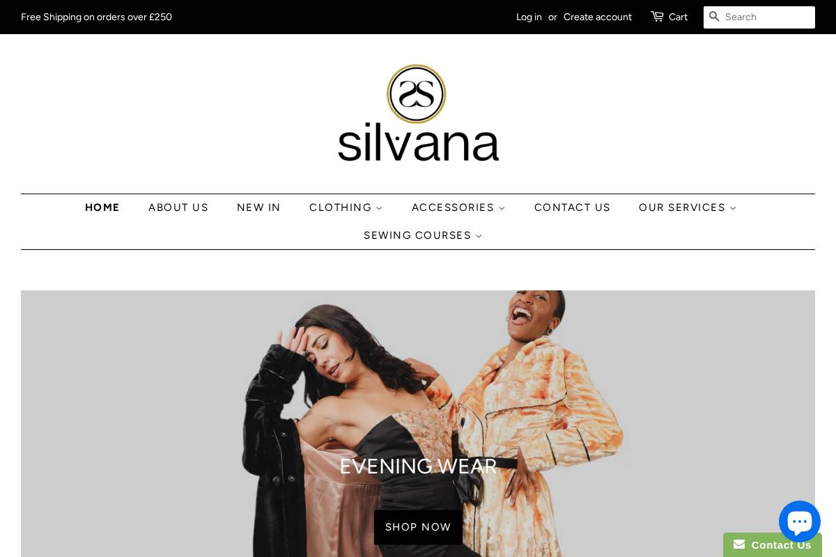 Silvana Boutique London homepage screenshot