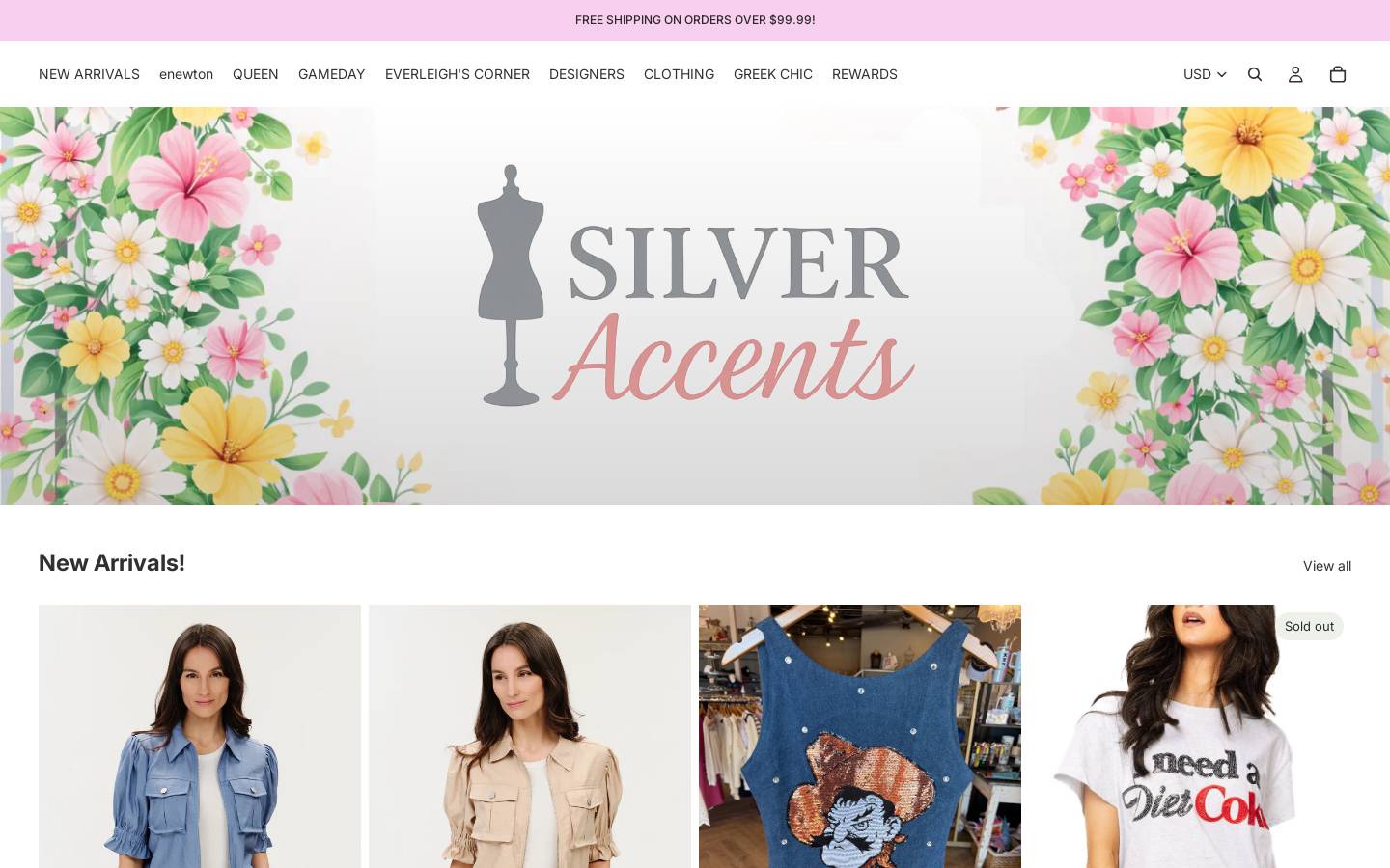 silveraccents.com homepage screenshot