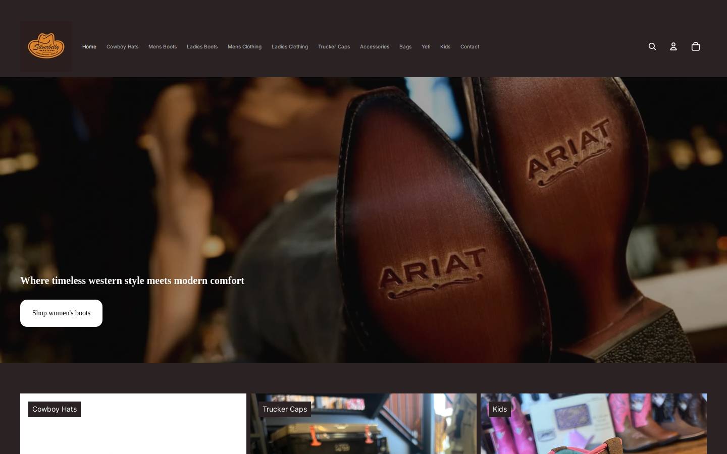 silverbellywestern.com homepage screenshot