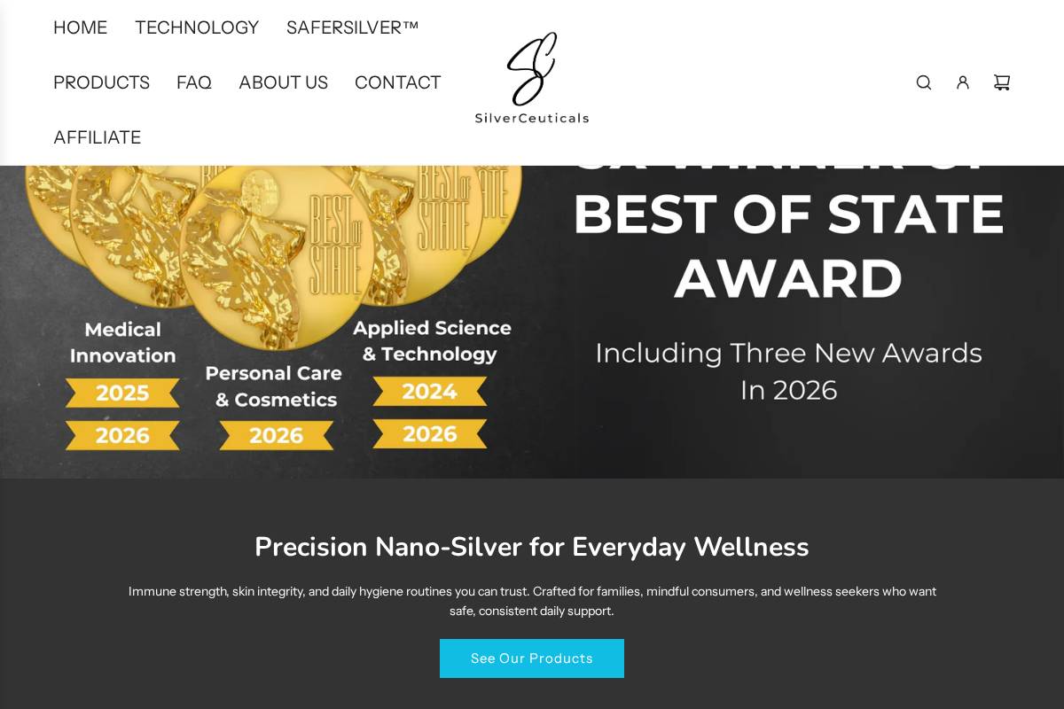 silverceuticals.com homepage screenshot