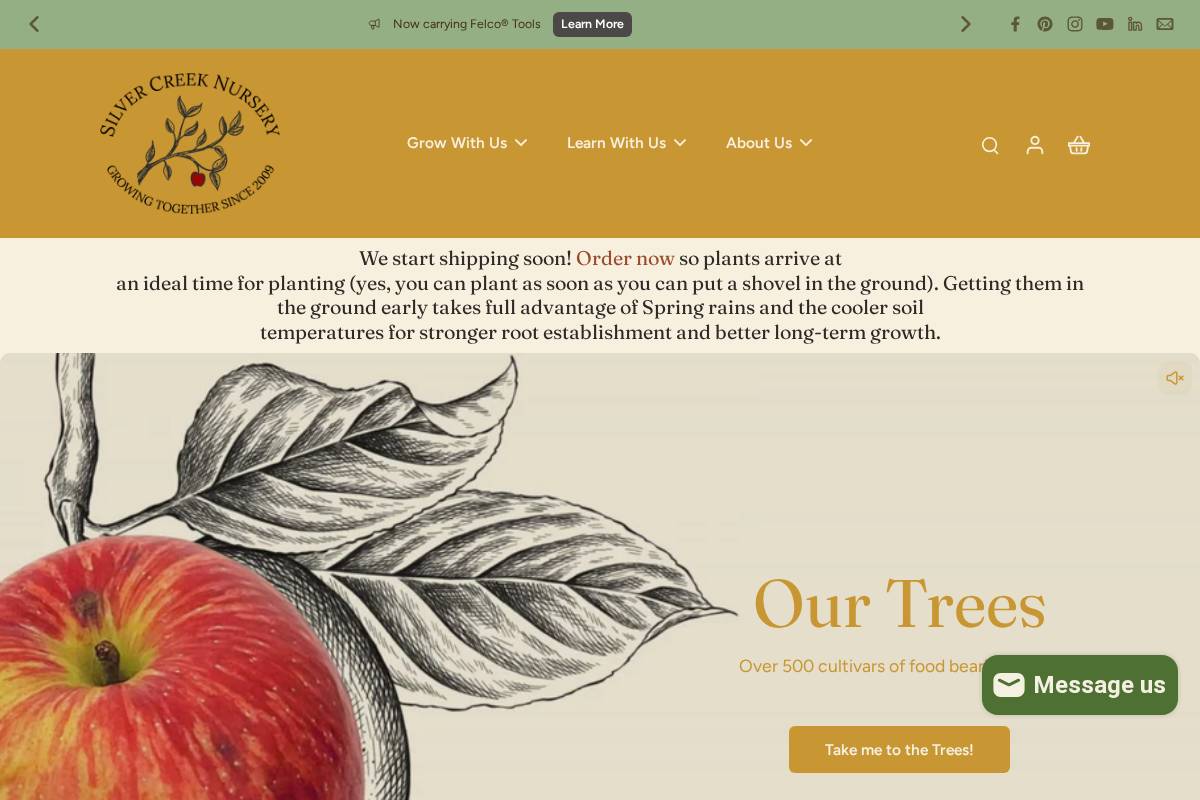 silvercreeknursery.ca homepage screenshot