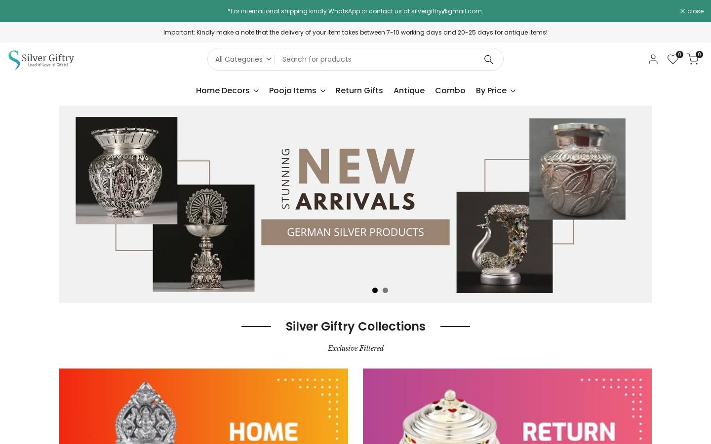 silvergiftry.in homepage screenshot