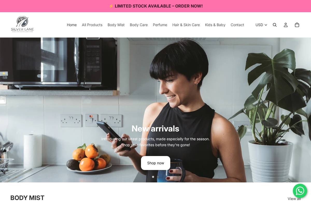 silverlaneshop.com homepage screenshot