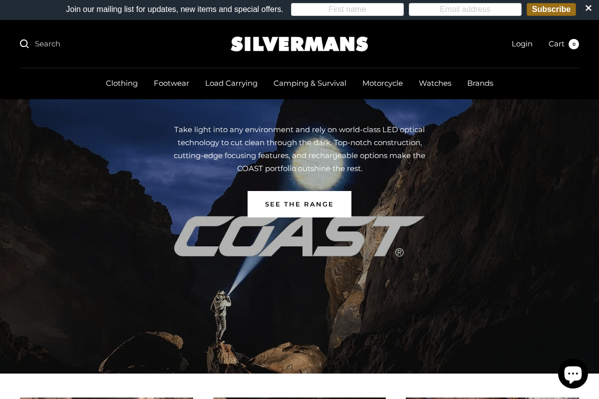 Silvermans homepage screenshot