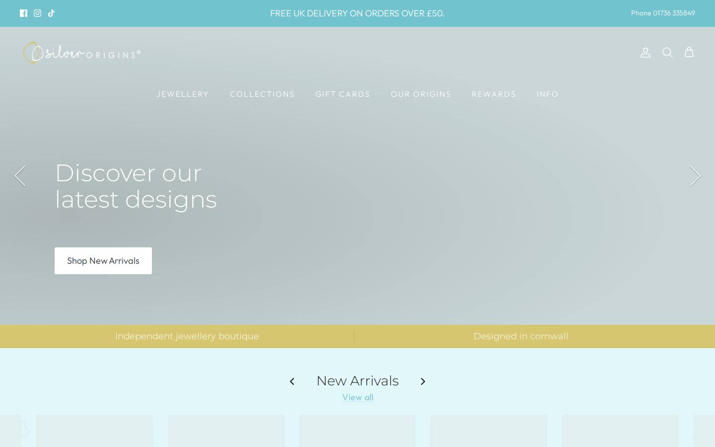 silverorigins.com homepage screenshot