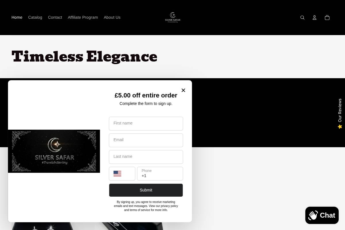 silversafar.com homepage screenshot