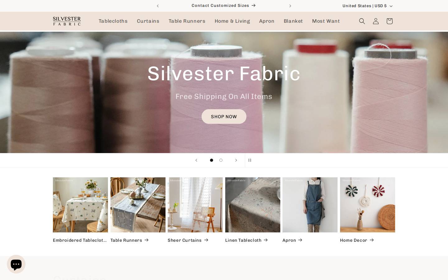 silvesterfabric.com homepage screenshot