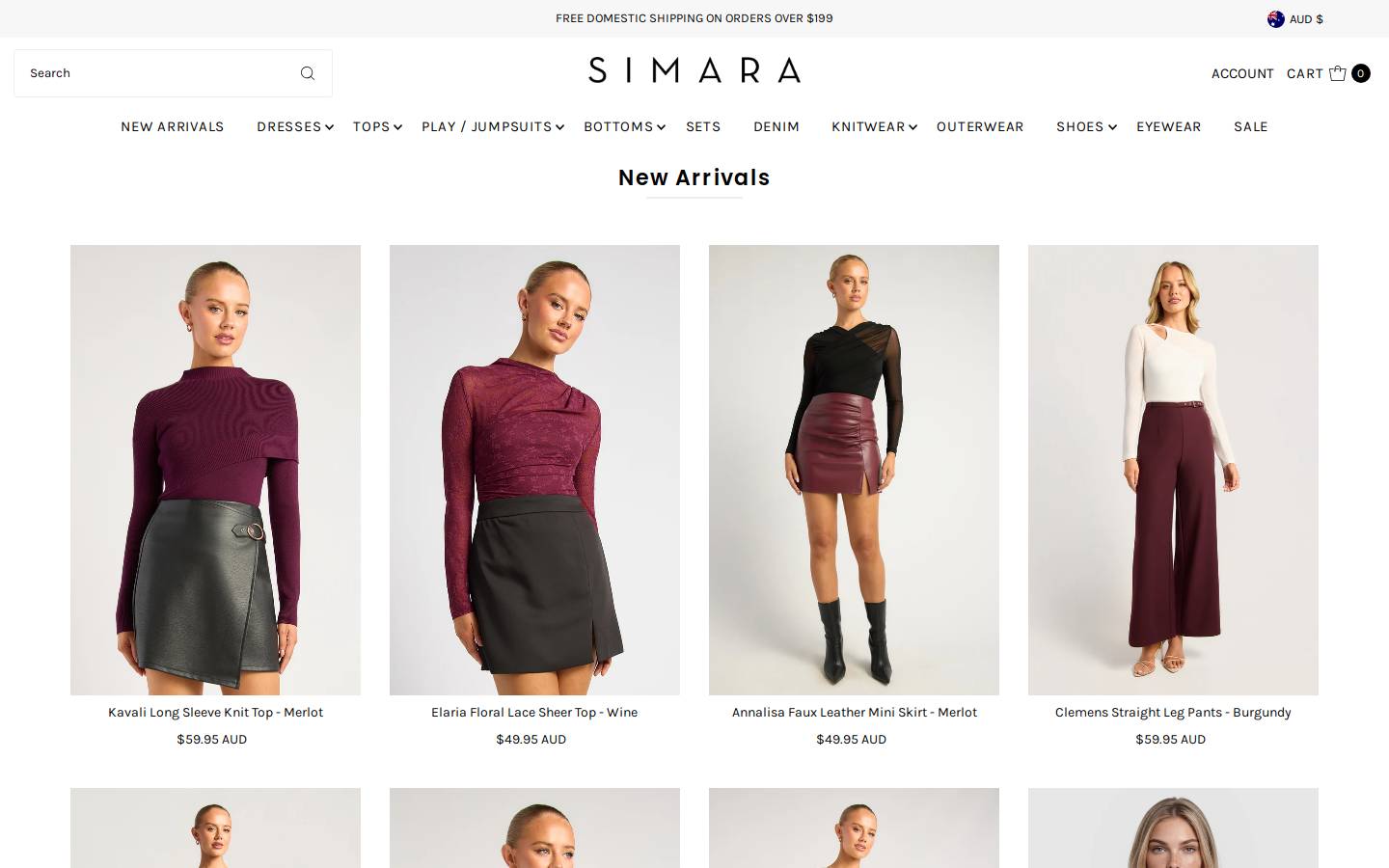 simaraboutique.com.au homepage screenshot