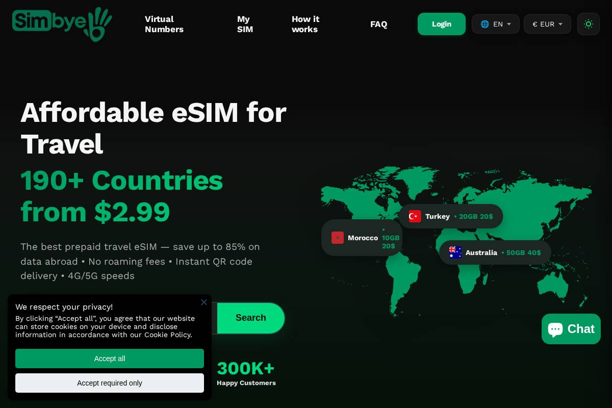 Simbye homepage screenshot