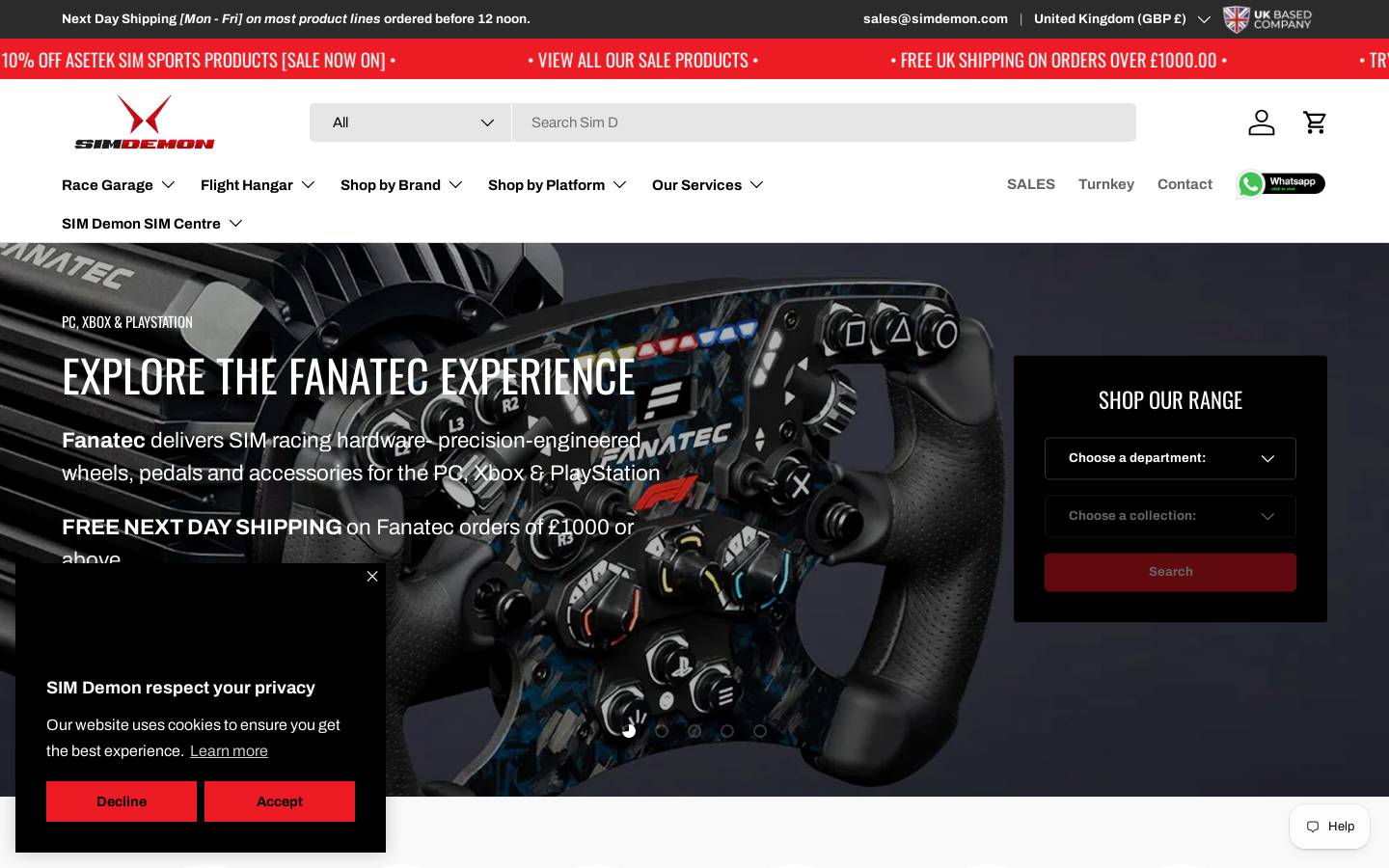 SIM Demon homepage screenshot