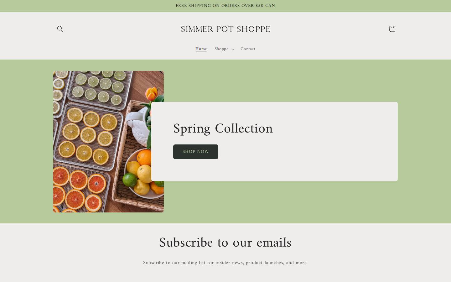 simmerpotshoppe.com homepage screenshot