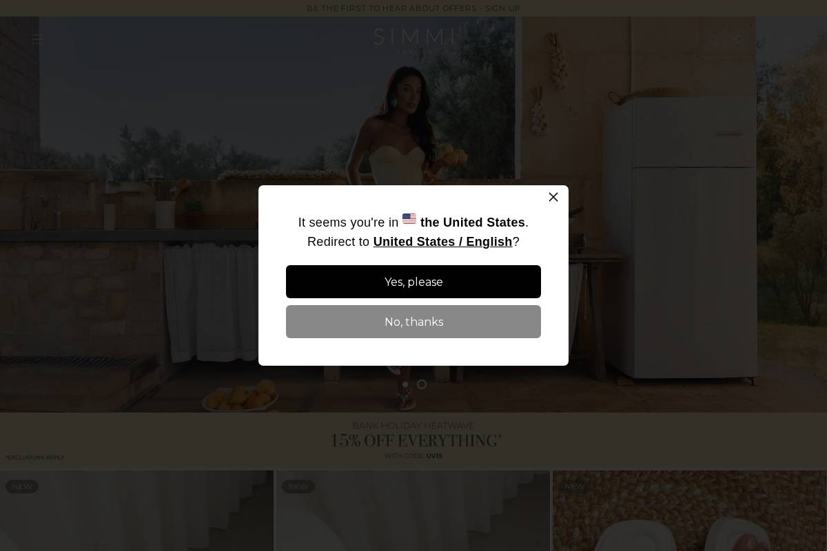 SIMMI LONDON homepage screenshot