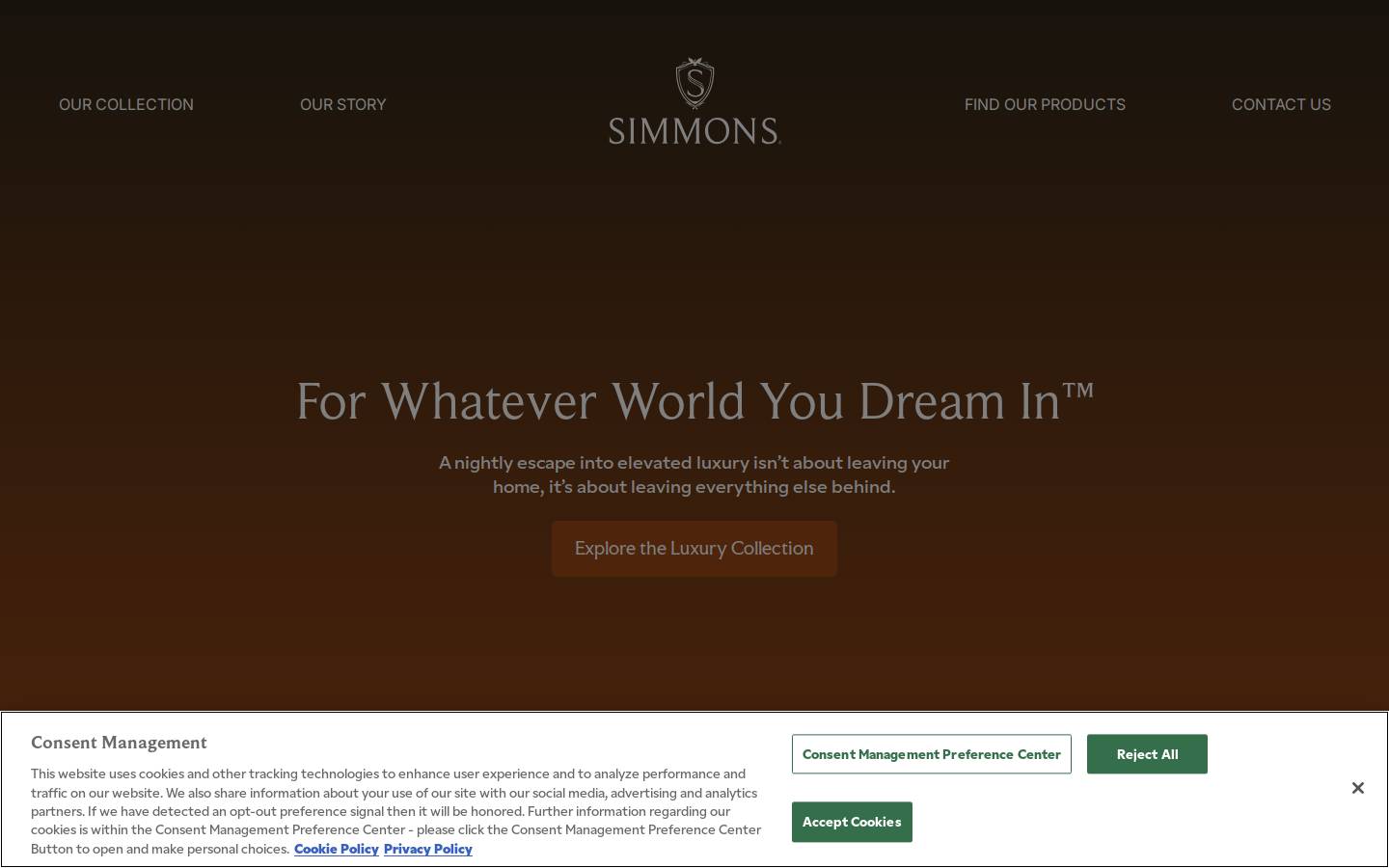 Simmons Mattresses homepage screenshot