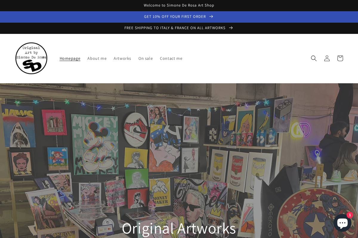 simoartshop.com homepage screenshot