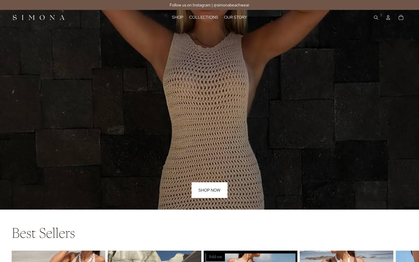 simonabeachwear.com homepage screenshot