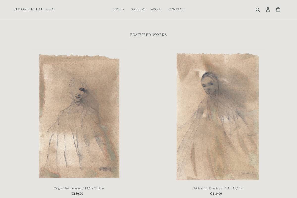 Simon Fellah Shop homepage screenshot