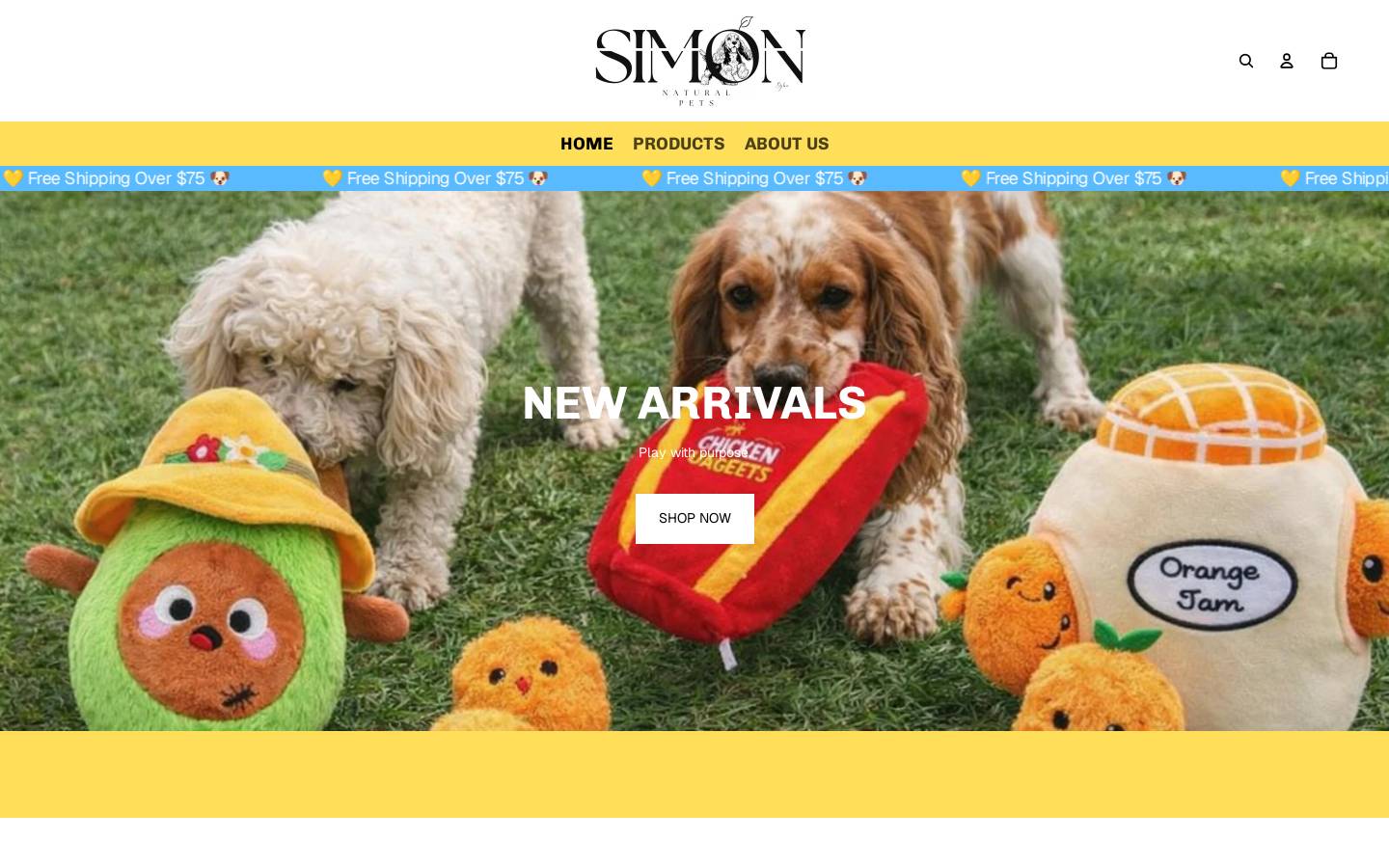 simonnaturalpets.com homepage screenshot