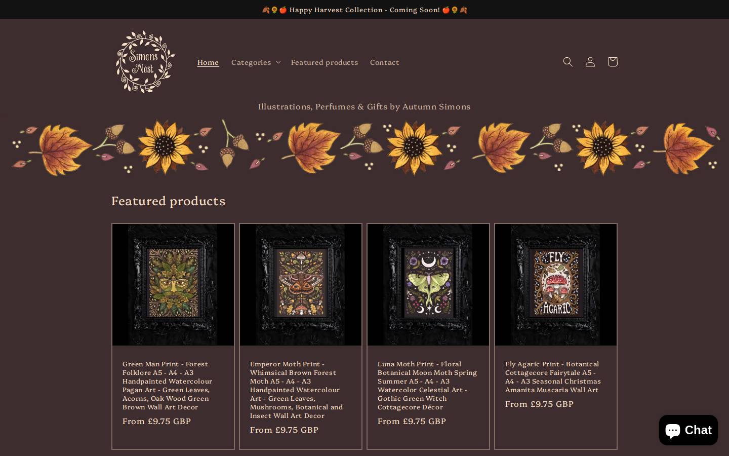 Simonsnest homepage screenshot