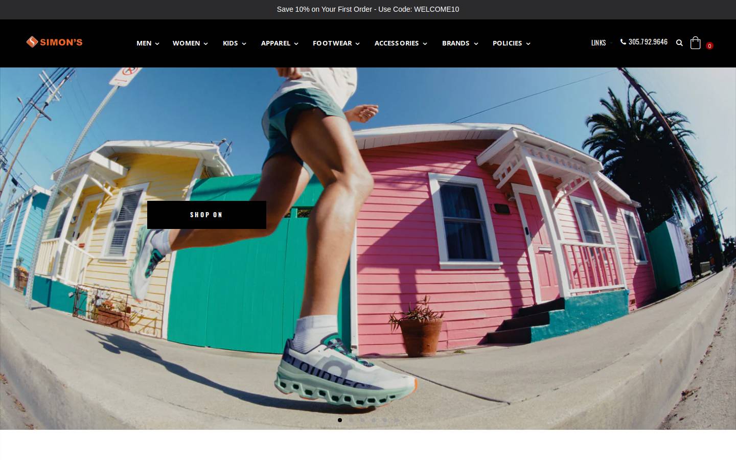 simonsportswear.com homepage screenshot