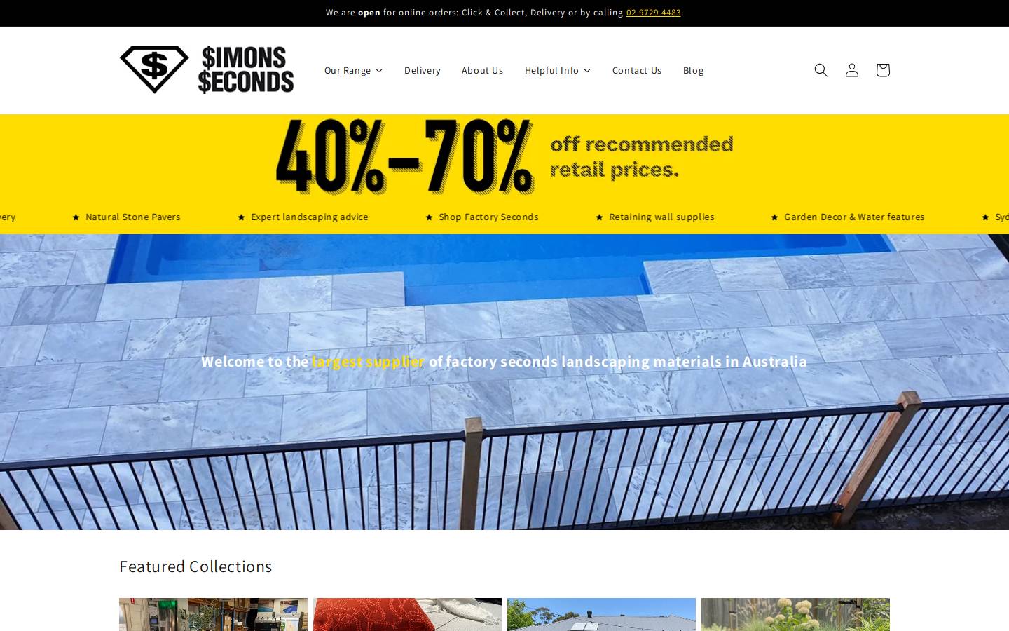 simonsseconds.com.au homepage screenshot