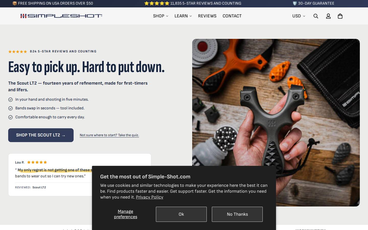Simple Shot Shooting Sports homepage screenshot