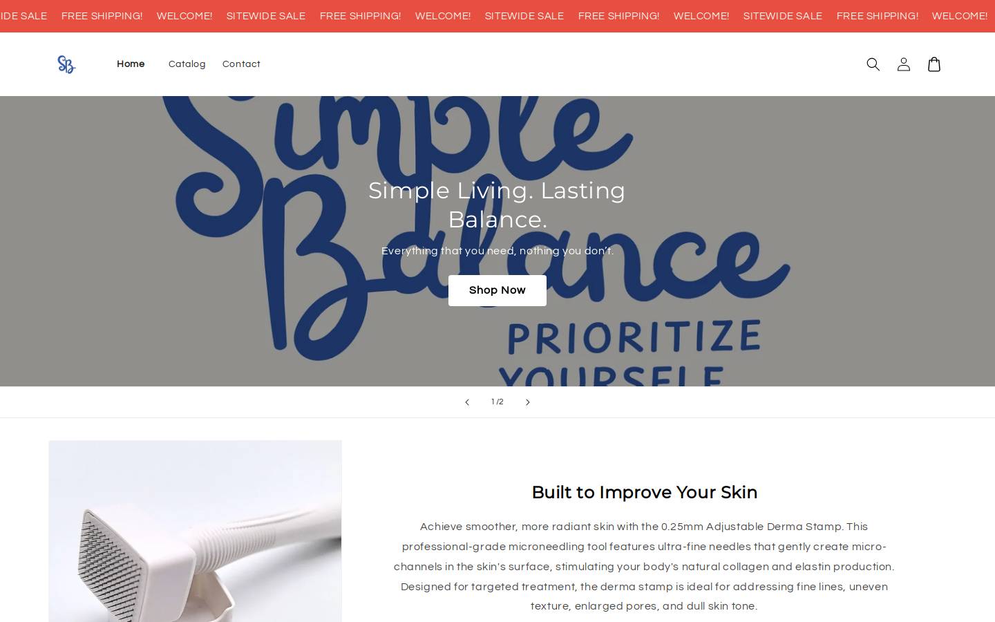 simplebalance.store homepage screenshot